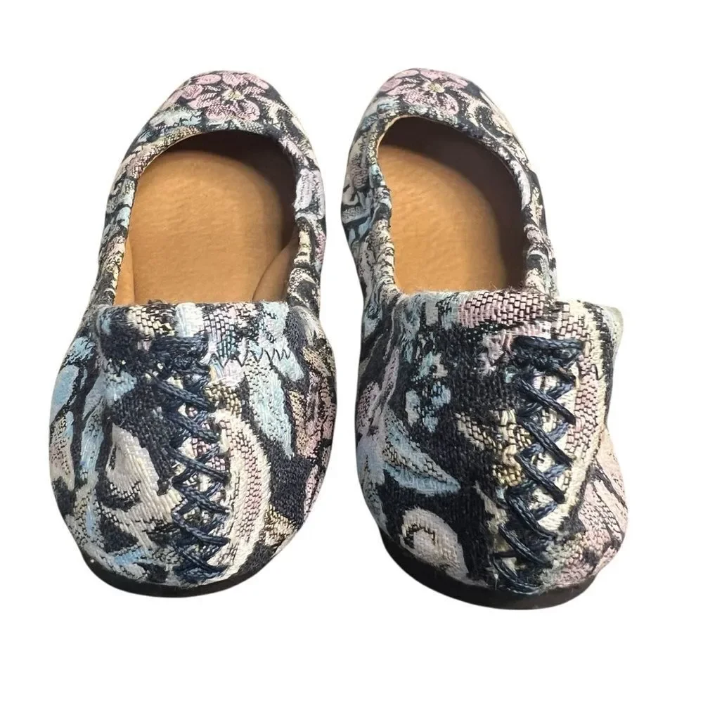 Lucky Brand Emmie Floral Ballet Flats size 7.5M Shady Spruce Scala Rose Shoes